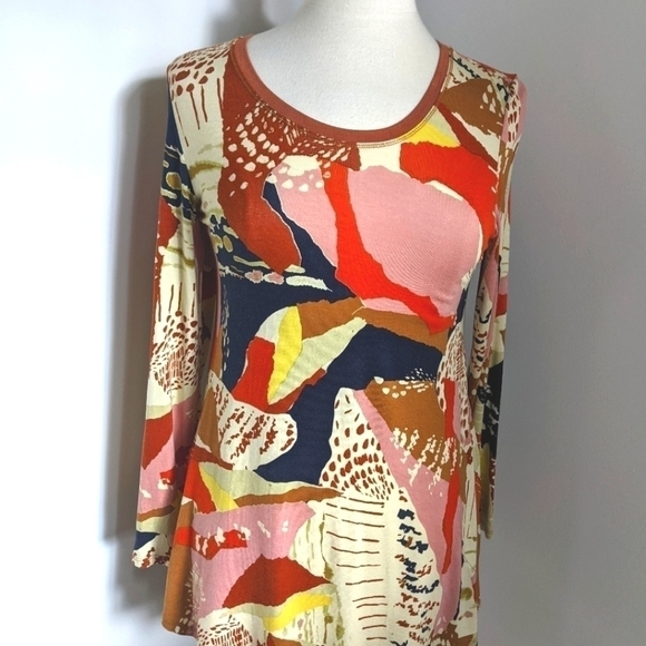LOGO Tunic with Mod Pattern in Fall Colors XS - Picture 3 of 10